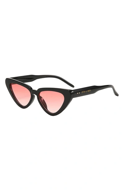 Fifth & Ninth Freya 53mm Gradient Polarized Cat Eye Sunglasses In Black/ Rose