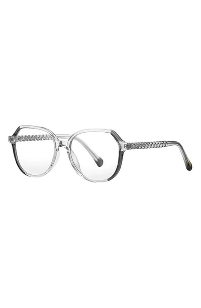 Shop Fifth & Ninth Nelli 53mm Round Blue Light Blocking Glasses In Transparent Grey
