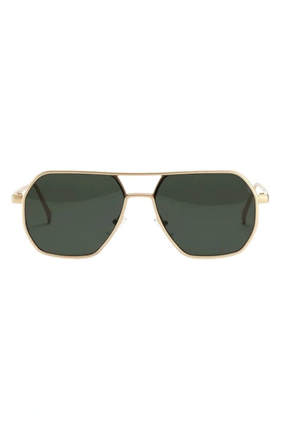Shop Fifth & Ninth Nola 58mm Polarized Aviator Sunglasses In Green/ Gold