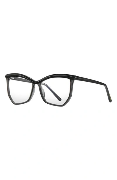 Shop Fifth & Ninth Maggie 54mm Cat Eye Blue Light Blocking Glasses In Black