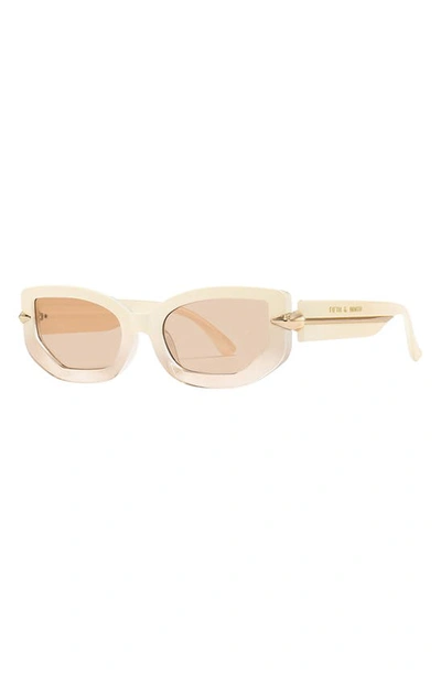 Fifth & Ninth Elle 58mm Polarized Geometric Sunglasses In Cream