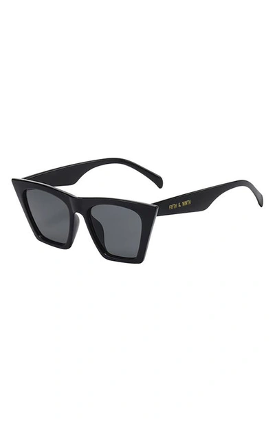 Fifth & Ninth Chicago 53mm Polarized Cat Eye Sunglasses In Black