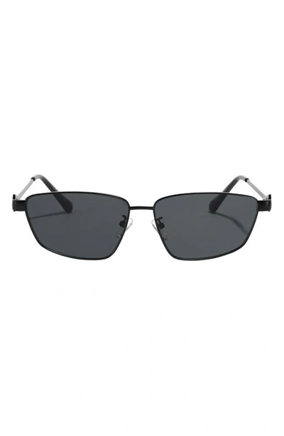 Shop Fifth & Ninth Cleo 60mm Polarized Geometric Sunglasses In Black/ Black