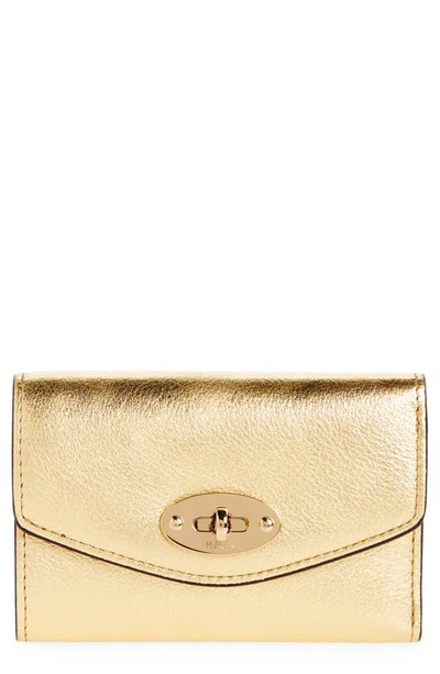 Shop Mulberry Darley Folded Leather Wallet In Soft Gold Foil