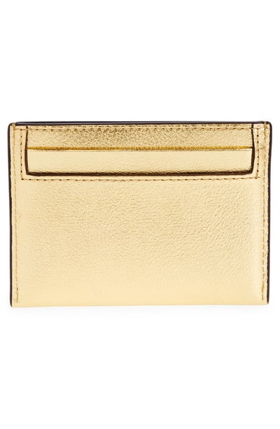 Shop Mulberry Leather Card Case In Soft Gold Foil