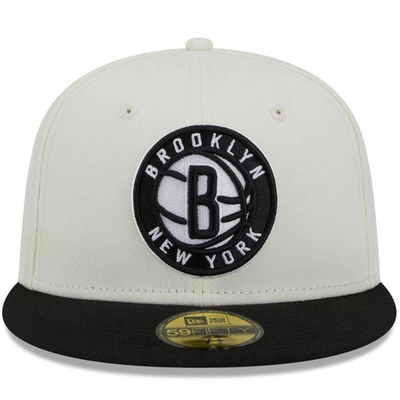 Shop New Era X Staple Cream/black Brooklyn Nets Nba X Staple Two-tone 59fifty Fitted Hat