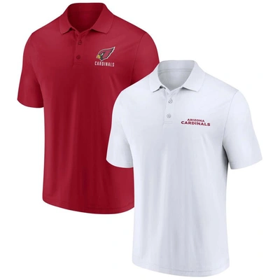 Shop Fanatics Branded White/cardinal Arizona Cardinals Lockup Two-pack Polo Set
