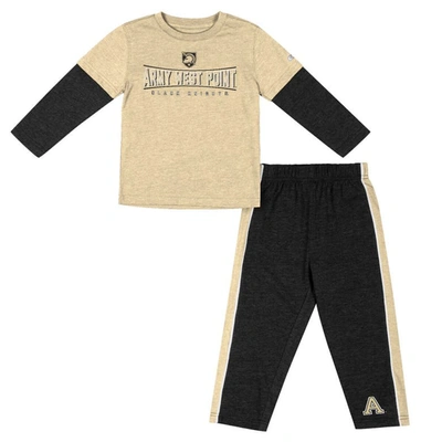 Shop Colosseum Toddler  Gold/black Army Black Knights Long Sleeve T-shirt & Pants Set