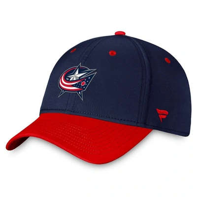 Shop Fanatics Branded  Navy/red Columbus Blue Jackets Authentic Pro Rink Two-tone Flex Hat