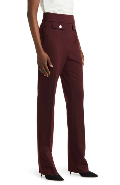 Shop Hugo Boss Tubeka Slim Fit Trousers In Maroon Twill Fantasy