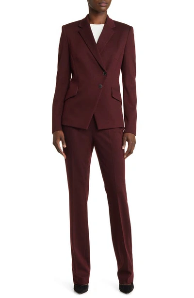 Shop Hugo Boss Tubeka Slim Fit Trousers In Maroon Twill Fantasy