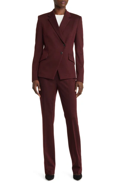 Shop Hugo Boss Jatawa Asymmetric Twill Blazer In Maroon Twill Fantasy