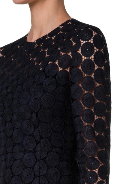 Shop Akris Punto Dot Guipure Lace Long Sleeve Fit & Flare Dress In Black