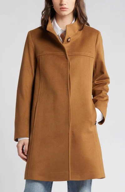 Shop Fleurette Drew Stand Collar Cashmere Coat In Vicuna