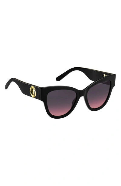 Shop Marc Jacobs 53mm Cat Eye Sunglasses In Black/ Grey Shaded Pink
