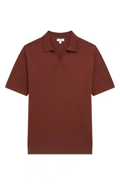 Shop Reiss Duchie Solid Wool Polo Shirt In Russet