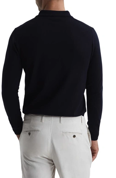 Shop Reiss Trafford Long Sleeve Wool Polo Sweater In Navy