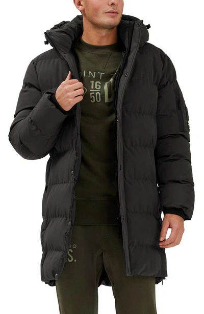 Shop Point Zero Levi Water-resistant Packable Hooded Puffer Coat In Black