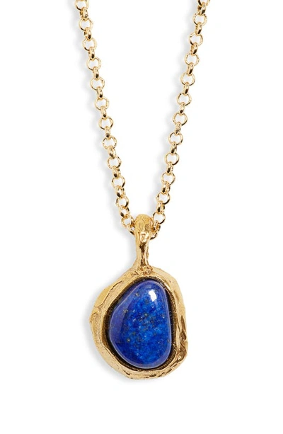 Shop Alighieri The Droplet Of The Horizon Lapis Pendant Necklace In 24 Gold
