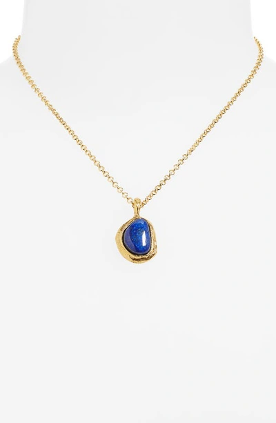 Shop Alighieri The Droplet Of The Horizon Lapis Pendant Necklace In 24 Gold