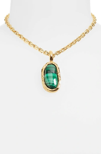 Shop Alighieri The Sliver Of The Mountain Malachite Pendant Necklace In 24 Gold