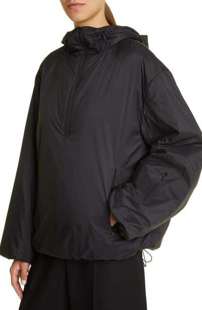 The Row Althena Padded Hooded Quarter-zip Track Jacket In Black