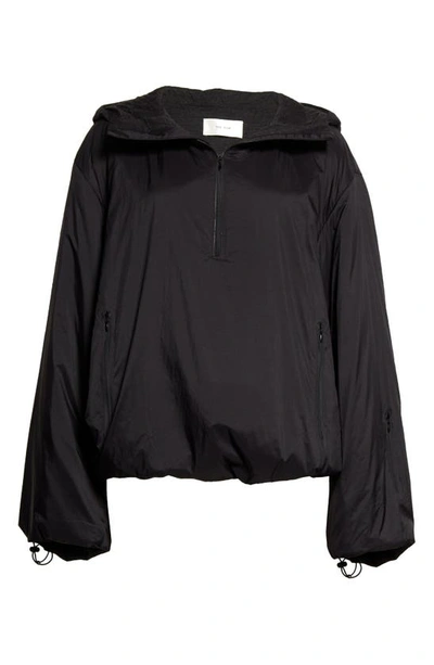 The Row Althena Padded Hooded Quarter-zip Track Jacket In Black