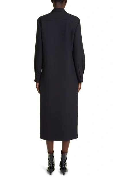 Shop The Row Marble Long Sleeve Wool Blend Shirtdress In Black