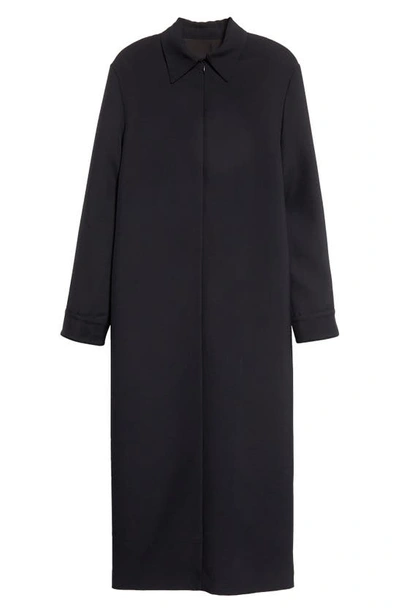 Shop The Row Marble Long Sleeve Wool Blend Shirtdress In Black