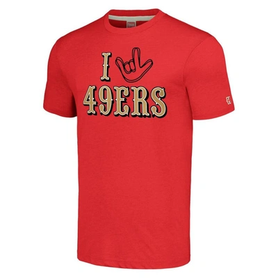 Shop Homage Unisex  Scarlet San Francisco 49ers The Nfl Asl Collection By Love Sign Tri-blend T-shirt