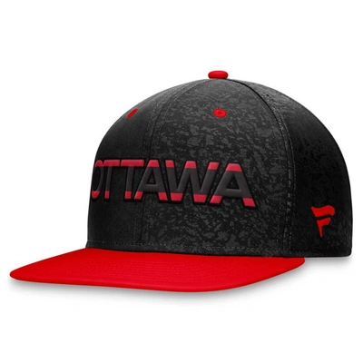 Shop Fanatics Branded  Black/red Ottawa Senators Authentic Pro Rink Two-tone Snapback Hat