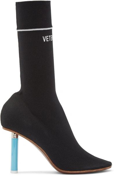 Shop Vetements Black Logo Ankle Sock Boots