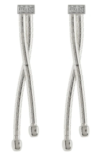 Shop Meshmerise Diamond Twist Drop Earrings In White