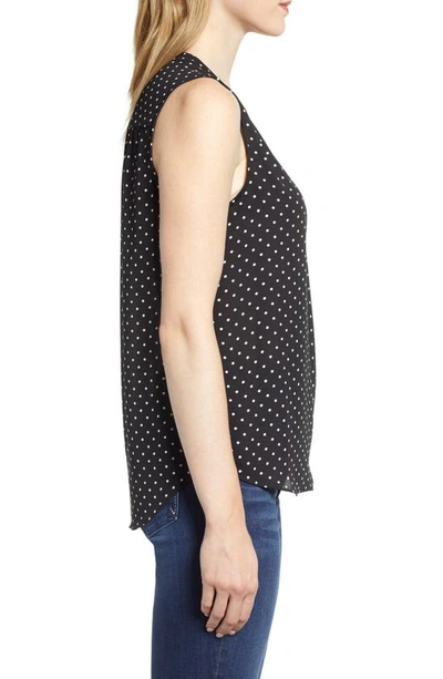 Shop Vince Camuto Polka Dot Sleeveless Blouse In Rich Black