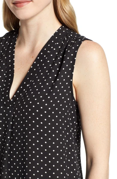 Shop Vince Camuto Polka Dot Sleeveless Blouse In Rich Black