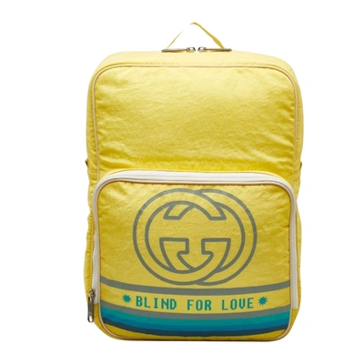 Shop Gucci Gg Canvas Yellow Synthetic Backpack Bag ()
