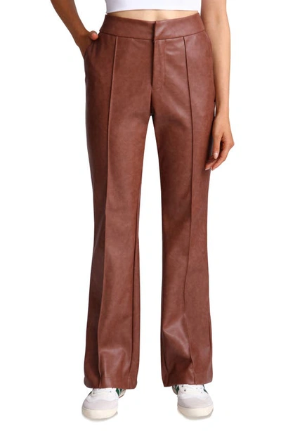 Shop Avec Les Filles Faux Leather Flare Pants In Madera