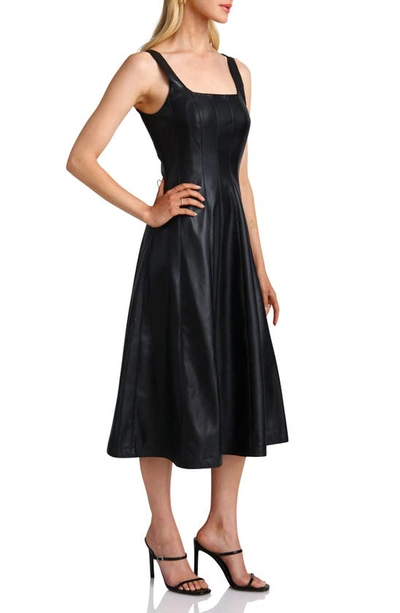 Shop Avec Les Filles Seamed Faux Leather Swing Dress In Black