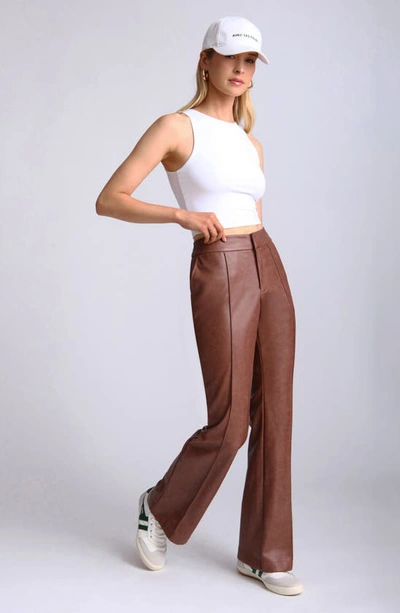 Shop Avec Les Filles Faux Leather Flare Pants In Madera