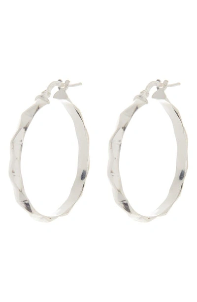 Shop Argento Vivo Sterling Silver Textured Hoop Earrings In Silver