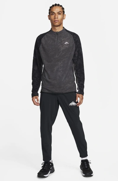 Shop Nike Dri-fit Half Zip Midlayer Trail Running Top In Anthracite/ Black/ White