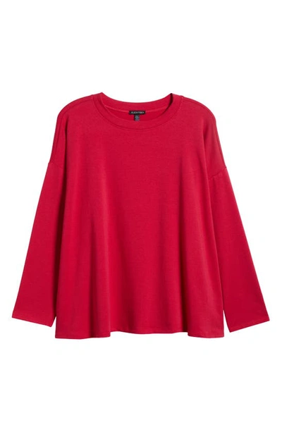 Shop Eileen Fisher Boxy Long Sleeve Crewneck Top In Azalea