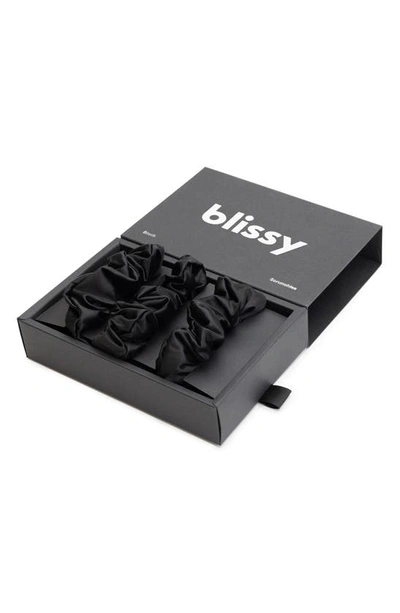 Blissy 3-pack Silk Scrunchies In Black