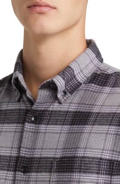 Shop Nordstrom Tech-smart Trim Fit Check Stretch Button-down Shirt In Grey- Black Arden Plaid