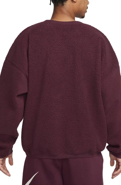 Shop Nike Club Fleece Oversize Crewneck Sweatshirt In Night Maroon/ Black