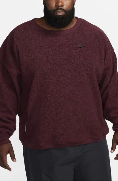 Shop Nike Club Fleece Oversize Crewneck Sweatshirt In Night Maroon/ Black