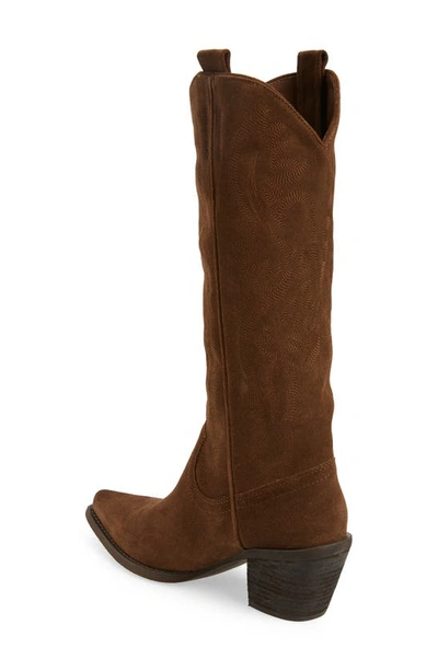 Jeffrey Campbell Rancher Knee High Western Boot In Brown Suede