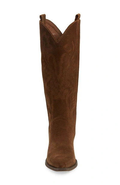 Jeffrey Campbell Rancher Knee High Western Boot In Brown Suede