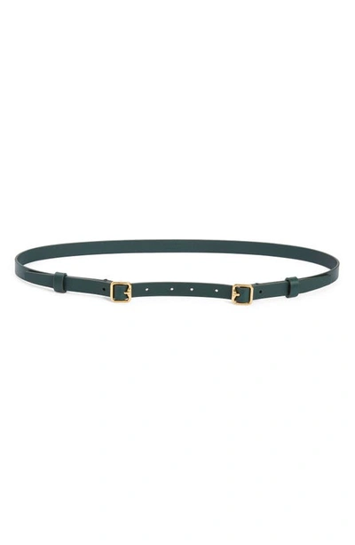 Shop Burberry Double Buckle Leather Belt In Vine