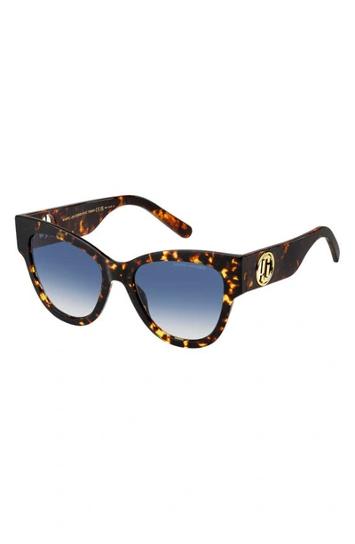 Shop Marc Jacobs 53mm Cat Eye Sunglasses In Havana/ Blue Shaded